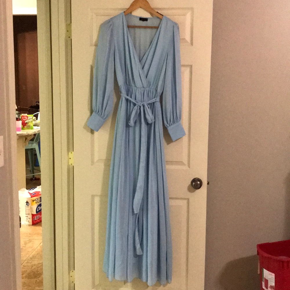 Robins egg blue long sleeve maxi dress